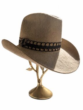 Vintage Stetson 5X Grizzly Fur Felt Cowboy Hat - Cream/Silverbelly -Sz 6.5/8